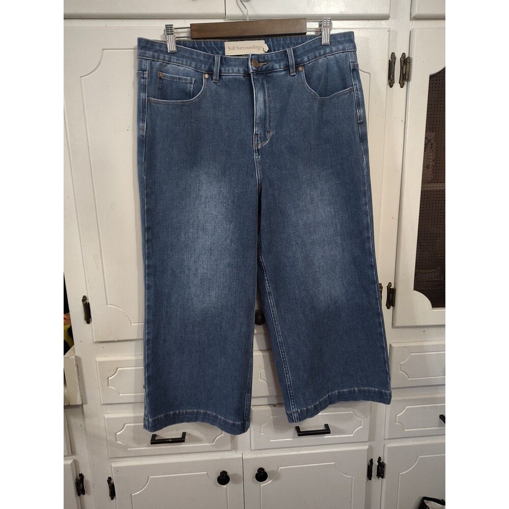 Soft Surroundings Blue Wide Leg Cropped Jeans Denim Women's 16P Blue